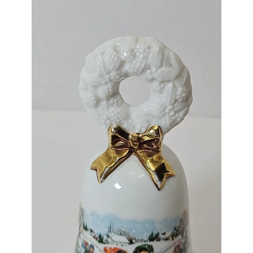 Avon 1986 Christmas Hand Bell‎ Ornament Decoration Kids Ice Skating